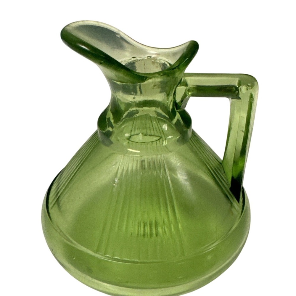 VTG Heisey PLEAT and PANEL Green 5 1/2" - 3 OZ OIL BOTTLE/CRUET